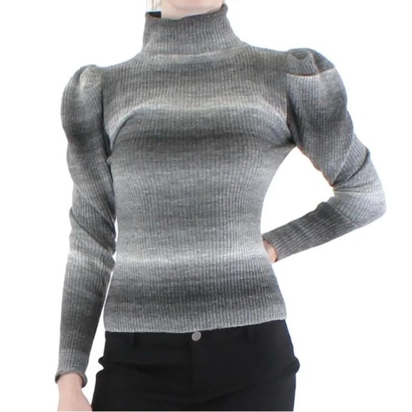 A62 Lea & Viola Womens Gray Wool Blend Comfy Shirt Turtleneck Sweater Top sz S - Picture 1 of 4